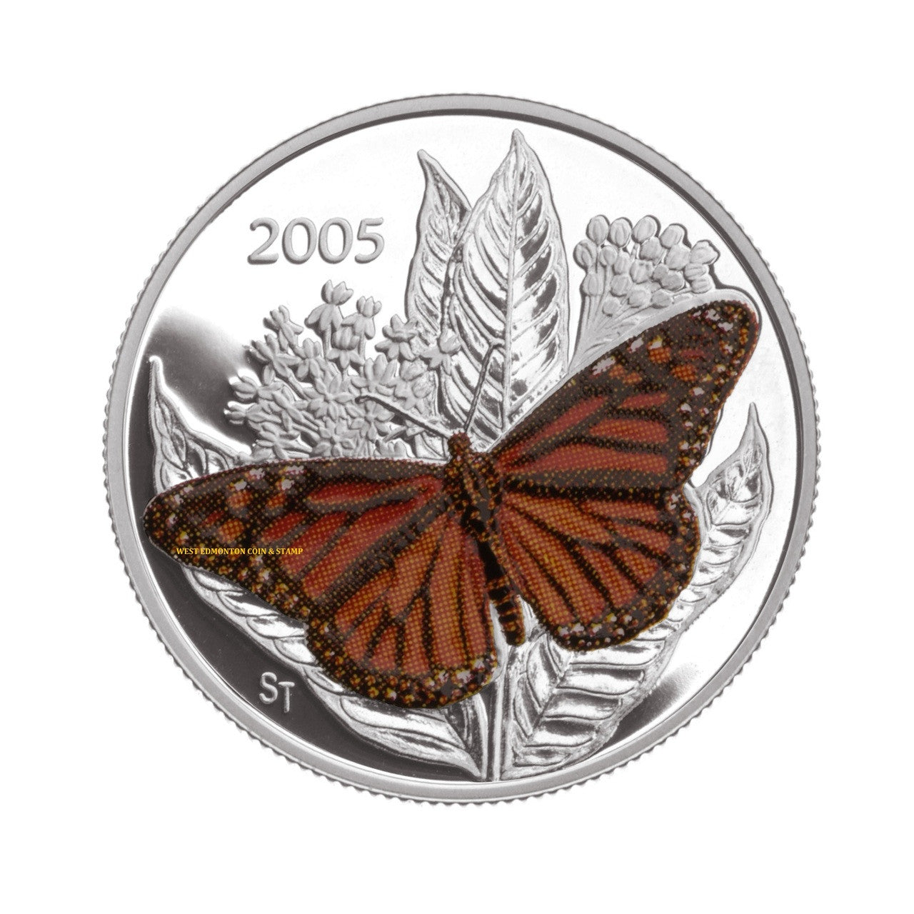 2005 50-CENT STERLING SILVER COIN - MONARCH BUTTERFLY