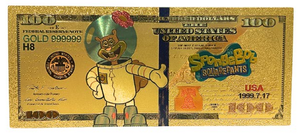 $100 SPONGEBOB: SANDY NOVELTY GOLD FOIL NOTES