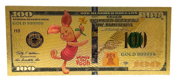 $100 DISNEY: PIGLET NOVELTY GOLD FOIL NOTES