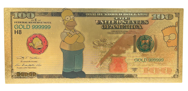 $100 THE SIMPSONS: HOMER NOVELTY GOLD FOIL NOTES