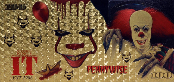 $100 PENNYWISE STEPHEN KING'S IT NOVELTY GOLD FOIL NOTES