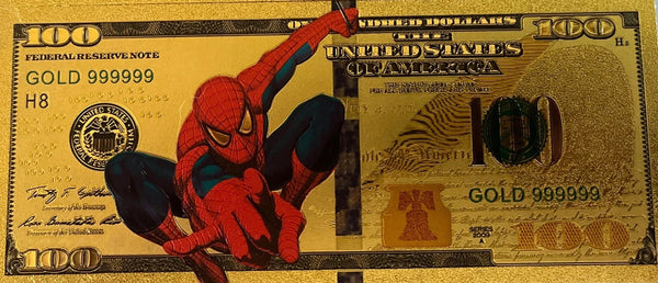 $100 MARVEL: SPIDER-MAN NOVELTY GOLD FOIL NOTES