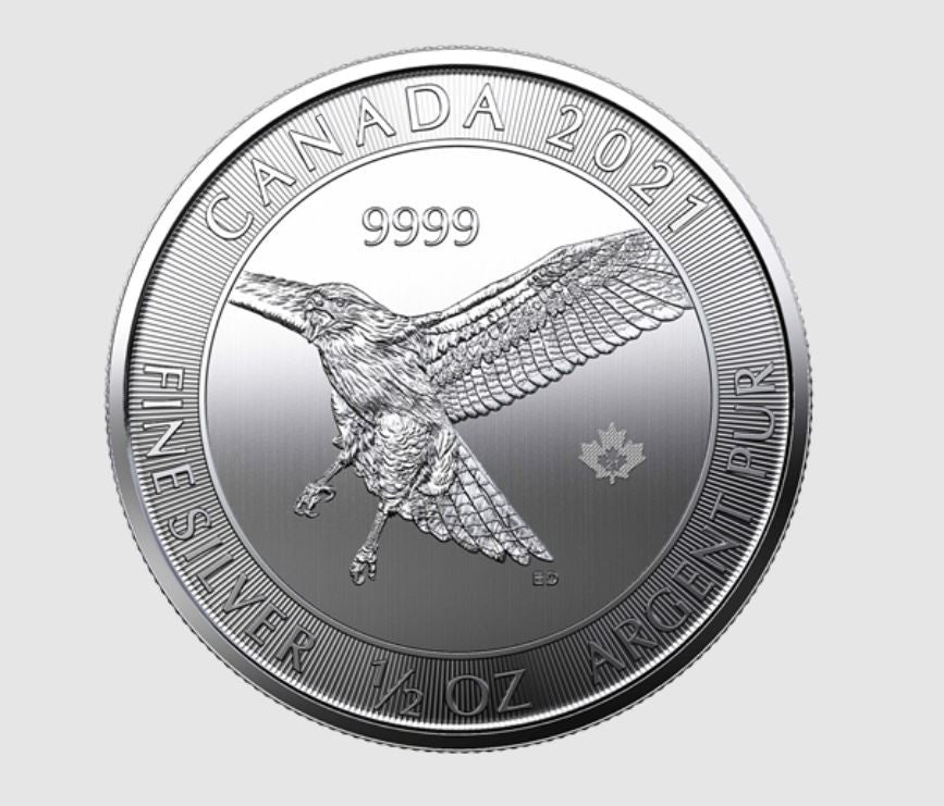 E-TRANSFER ONLY - 2020 $2 1/2 oz. 99.99% PURE SILVER COIN - RED-TAILED HAWK