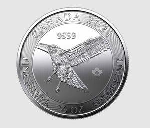 E-TRANSFER ONLY - 2020 $2 1/2 oz. 99.99% PURE SILVER COIN - RED-TAILED HAWK