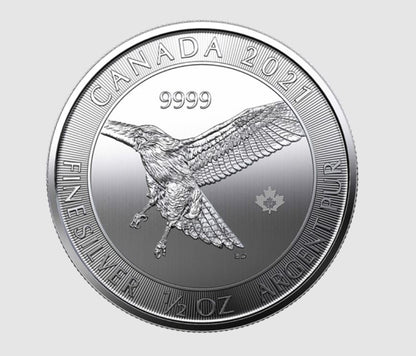 E-TRANSFER ONLY - 2020 $2 1/2 oz. 99.99% PURE SILVER COIN - RED-TAILED HAWK