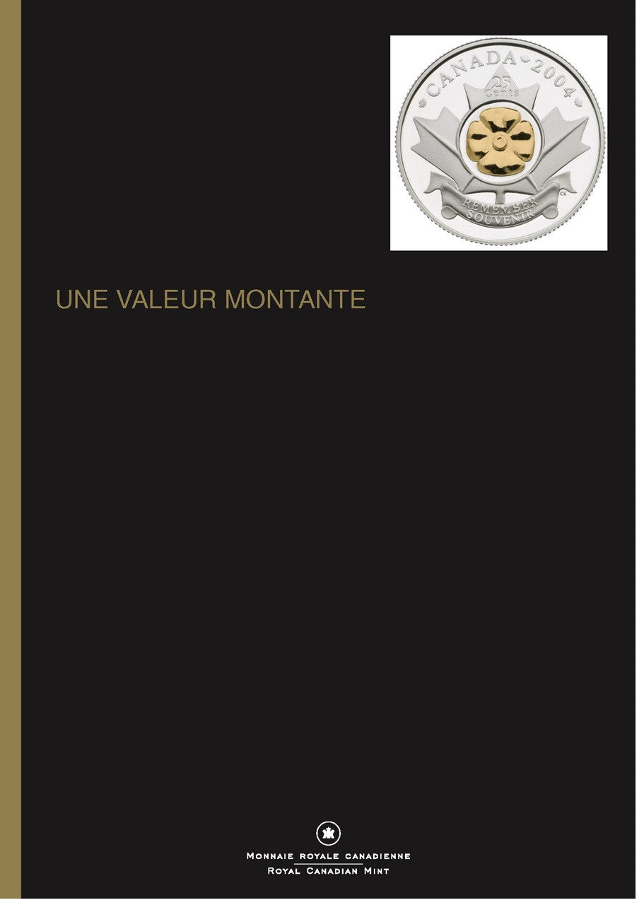 2004 SILVER & GOLD PLATED POPPY QUARTER WITH THE MINT'S ANNUAL REPORT