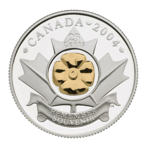 2004 SILVER & GOLD PLATED POPPY QUARTER WITH THE MINT'S ANNUAL REPORT