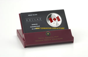 2005 LIMITED EDITON PROOF SILVER DOLLAR - FROSTED RED ENAMEL NATIONAL FLAG