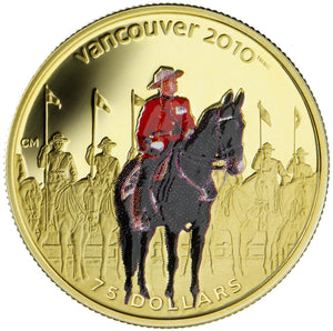 E-TRANSFER ONLY - 2007 $75 GOLD COLOURED COIN - ROYAL CANADIAN MOUNTED POLICE (.225oz. GOLD)
