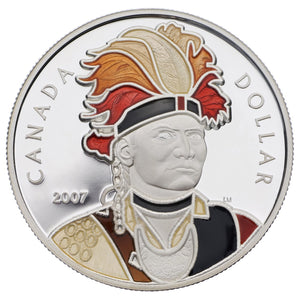 2007 PROOF COMMEMORATIVE SILVER DOLLAR WITH ENAMEL-EFFECT - JOSEPH BRANT (THAYENDANEGEA)