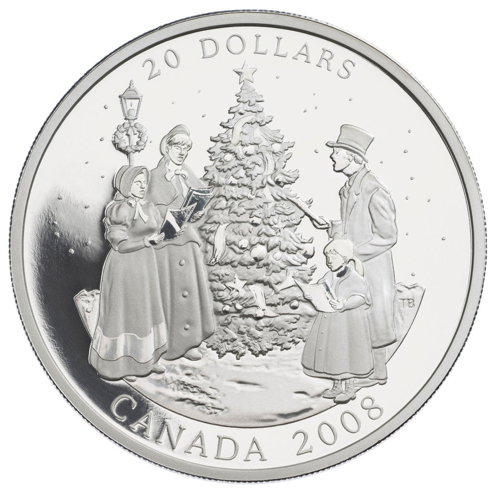 2008 1oz $20 - HOLIDAY CAROLS - FINE SILVER COIN