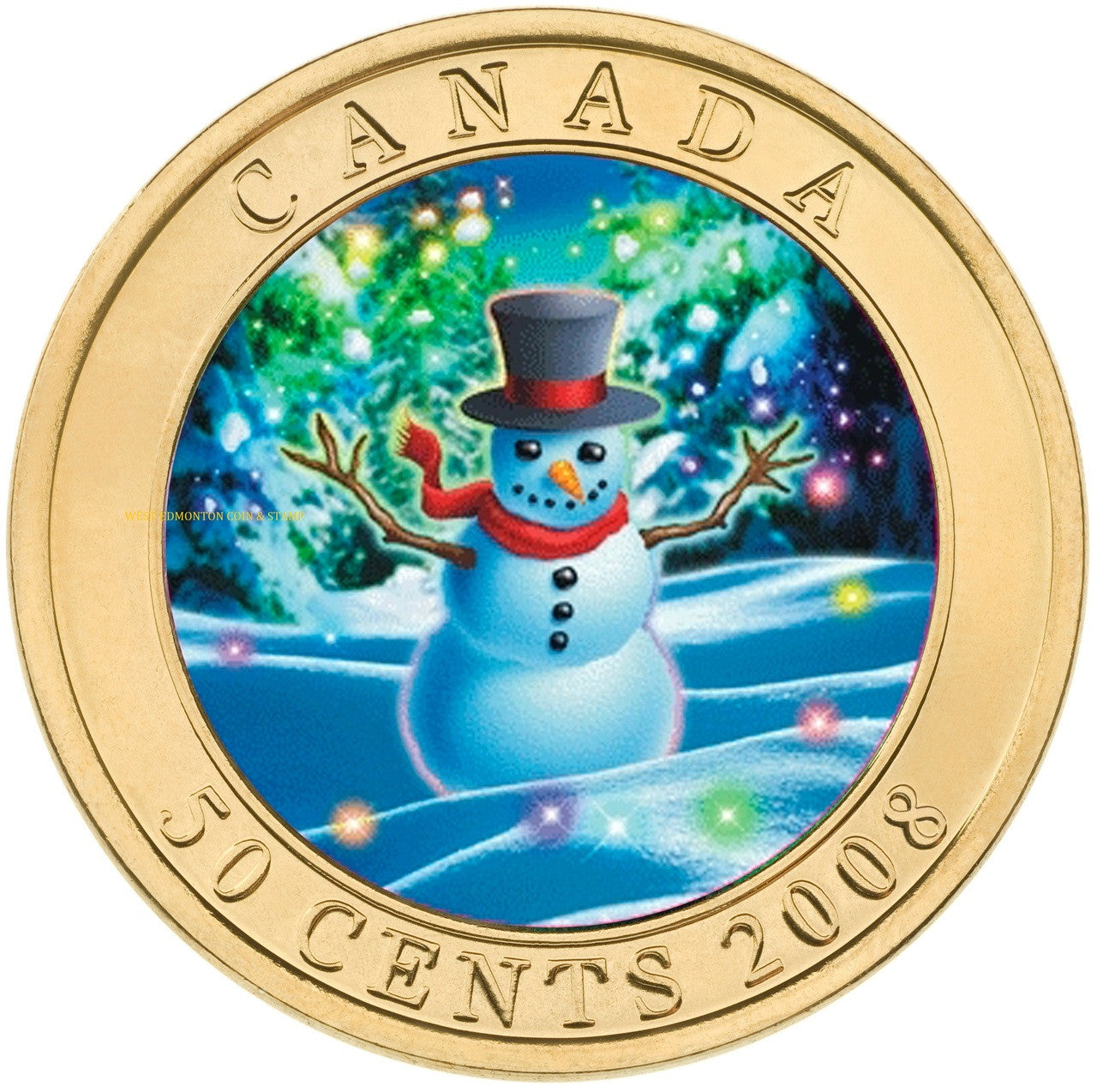 2008 50 CENT HOLIDAY SNOWMAN COIN