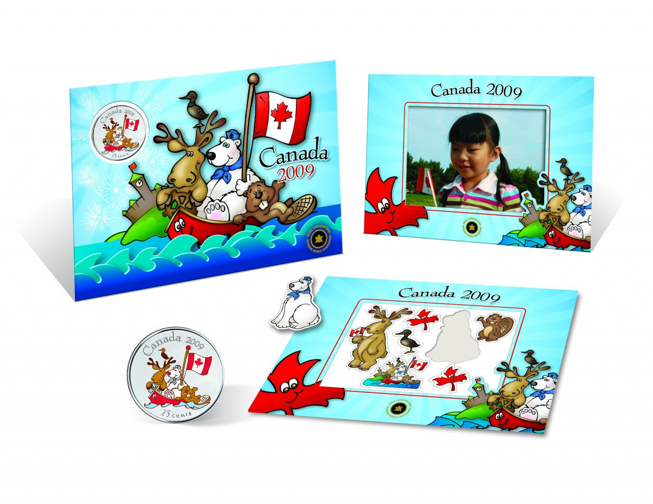 2009 COLOURED 25-CENT CANADA DAY SINGLE PROOF-LIKE