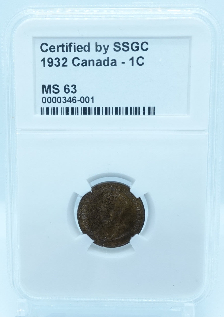 1932 1 CENT CANADA – MS 63 – GRADED (346-001)