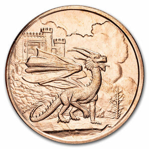 1oz CELTIC LORE SERIES: THE WELSH RED DRAGON COPPER ROUND