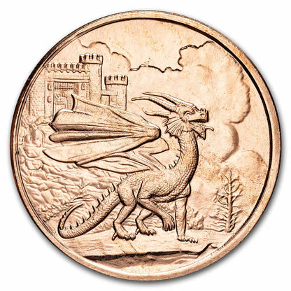 1oz CELTIC LORE SERIES: THE WELSH RED DRAGON COPPER ROUND
