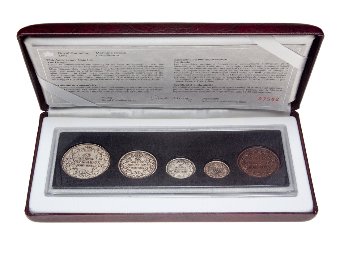 1998 90TH ANNIVERSARY PROOF COIN SET (MIRROR) (HAIR SIZE CRACK)