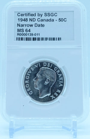 1948 50 CENT ND CANADA NARROW DATE – MS 64 - GRADED