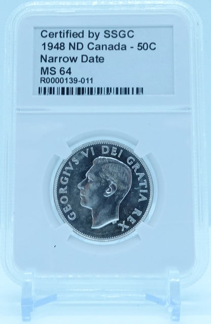 1948 50 CENT ND CANADA NARROW DATE – MS 64 - GRADED
