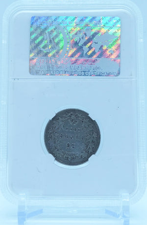 1875H 25 CENT CANADA OBVERSE T2 – BLUNT 5 – VF 20 - GRADED