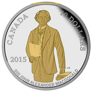 2015 1/2oz $10 200TH ANNIVERSARY OF THE BIRTH OF SIR JOHN A. MACDONALD FINE SILVER COIN