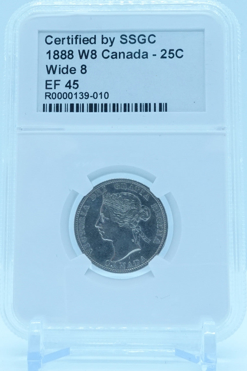 1888 25 CENT W8 CANADA WIDE 8 – EF 45 - GRADED