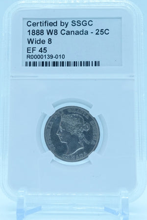 1888 25 CENT W8 CANADA WIDE 8 – EF 45 - GRADED