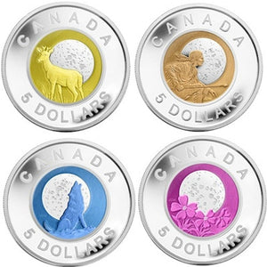 2011-2012 $5 FULL MOON STERLING SILVER AND NIOBIUM 4-COIN SET