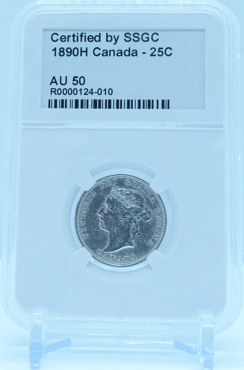 1890H 25 CENT CANADA – AU 50 - GRADED