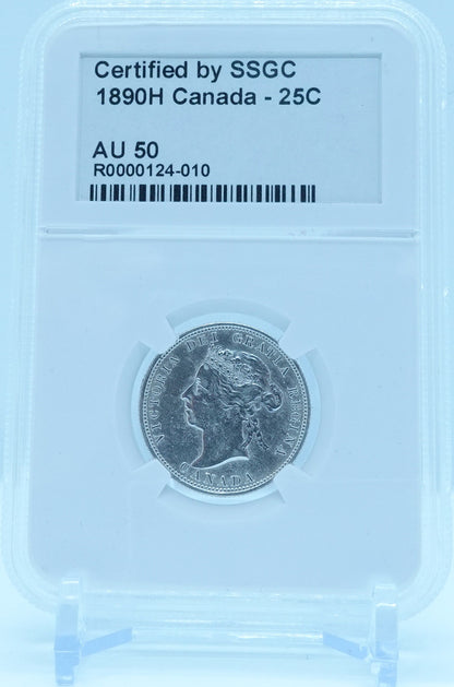 1890H 25 CENT CANADA – AU 50 - GRADED