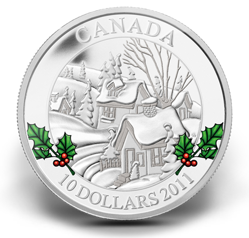 2011 1/2oz $10 WINTER TOWN FINE SILVER COIN