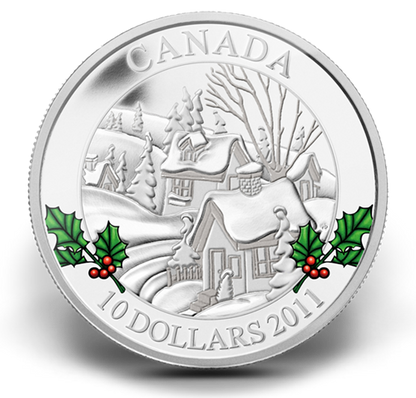 2011 1/2oz $10 WINTER TOWN FINE SILVER COIN