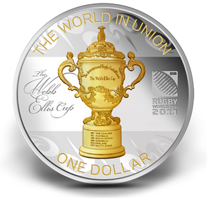 2011 $1 RUGBY WORLD CUP: WEBB ELLIS CUP FINE SILVER COIN (28.35G)