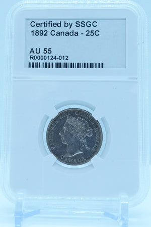 1892 25 CENT CANADA – AU 55 - GRADED