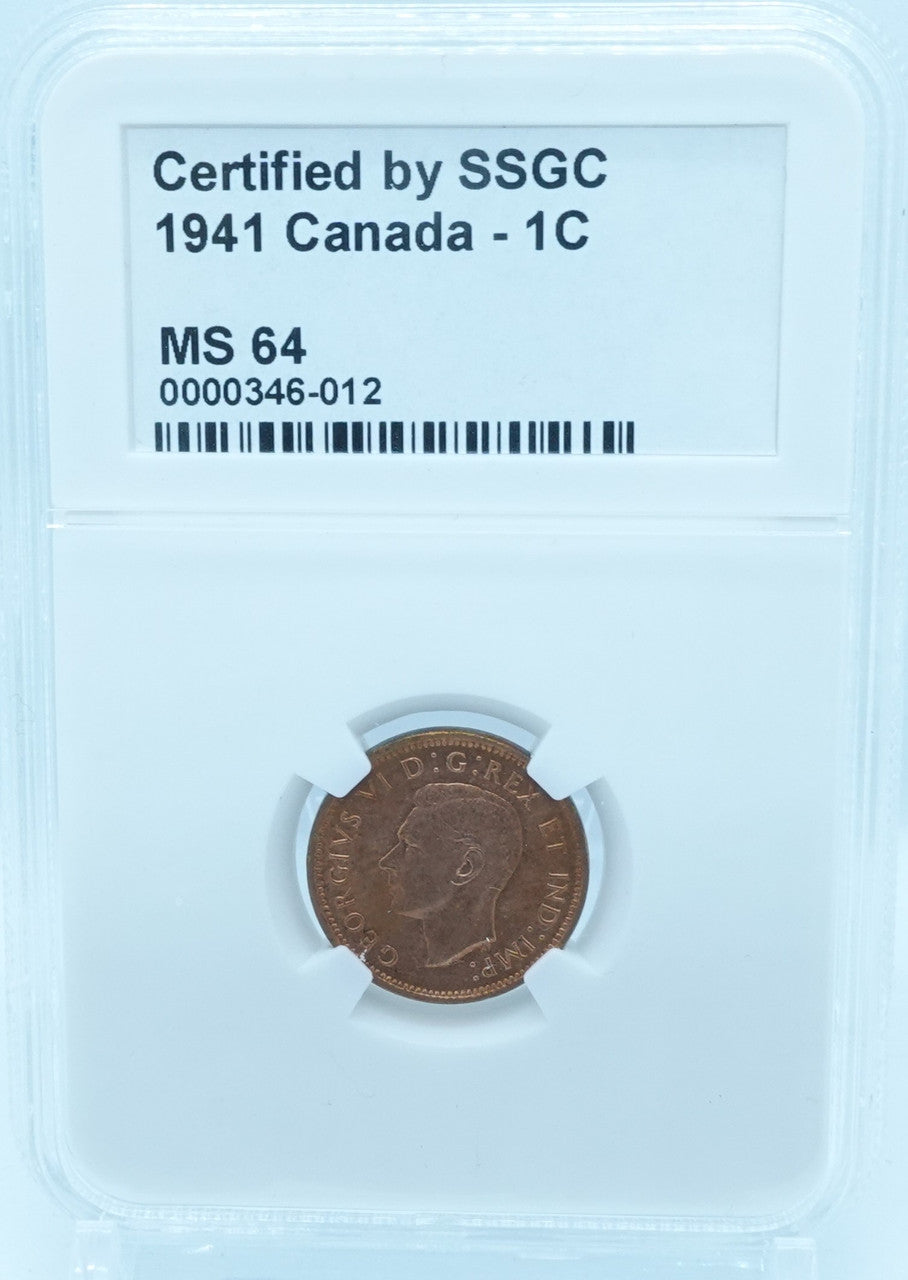 1941 1 CENT CANADA – MS 64 – GRADED (346-012)