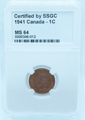 1941 1 CENT CANADA – MS 64 – GRADED (346-012)