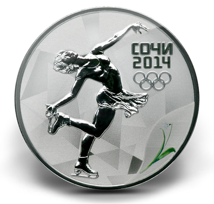 2014 RUSSIA SOCHI 3 ROUBLES STIRLING SILVER COIN