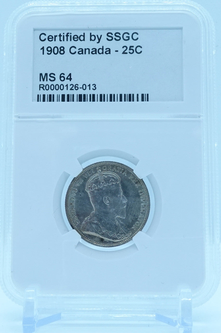 1908 25 CENT CANADA – MS 64 - GRADED