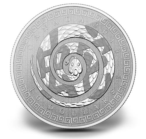 2013 1/2oz $10 -YEAR OF THE SNAKE - FINE SILVER COIN