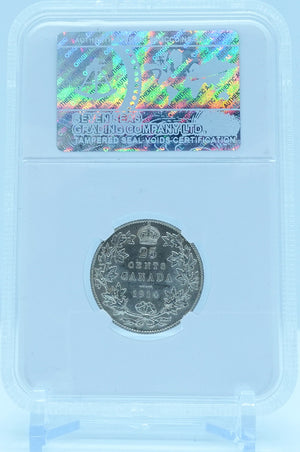 1914 25 CENT CANADA – AU 58 - GRADED