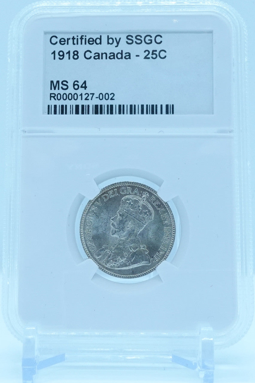 1918 25 CENT CANADA – MS 64 - GRADED