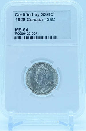 1928 25 CENT CANADA – MS 64 - GRADED