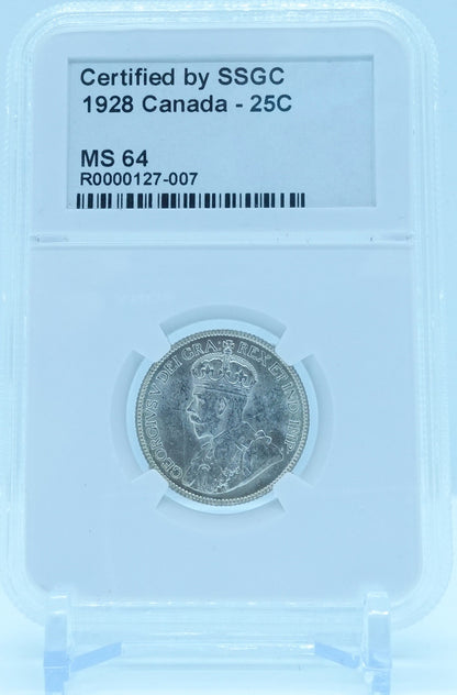 1928 25 CENT CANADA – MS 64 - GRADED