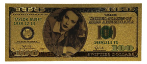 $100 TAYLOR SWIFT NOVELTY GOLD FOIL NOTES
