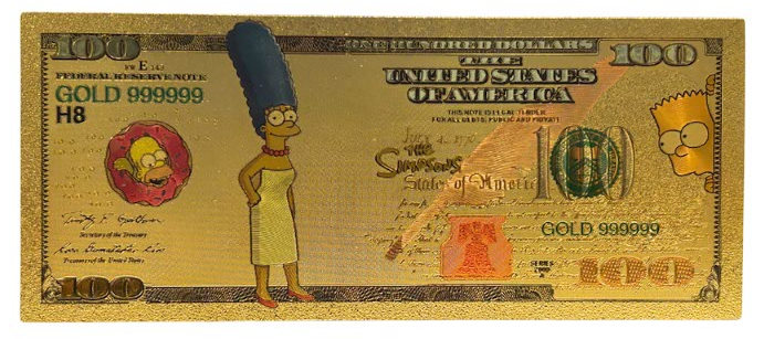 $100 THE SIMPSONS: MARGE NOVELTY GOLD FOIL NOTES