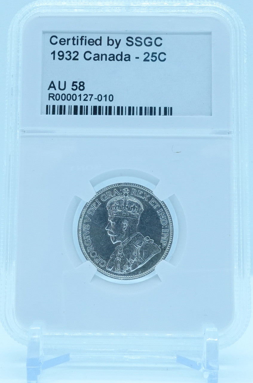 1932 25 CENT CANADA – AU 58 - GRADED