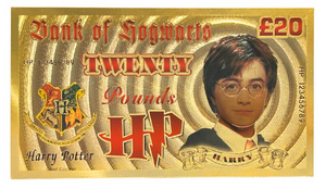 £20 FLYING HARRY POTTER NOVELTY GOLD FOIL NOTES