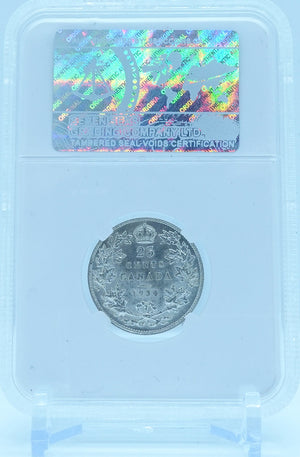 1934 25 CENT CANADA – MS 62 - GRADED