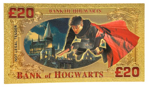 £20 FLYING HARRY POTTER NOVELTY GOLD FOIL NOTES