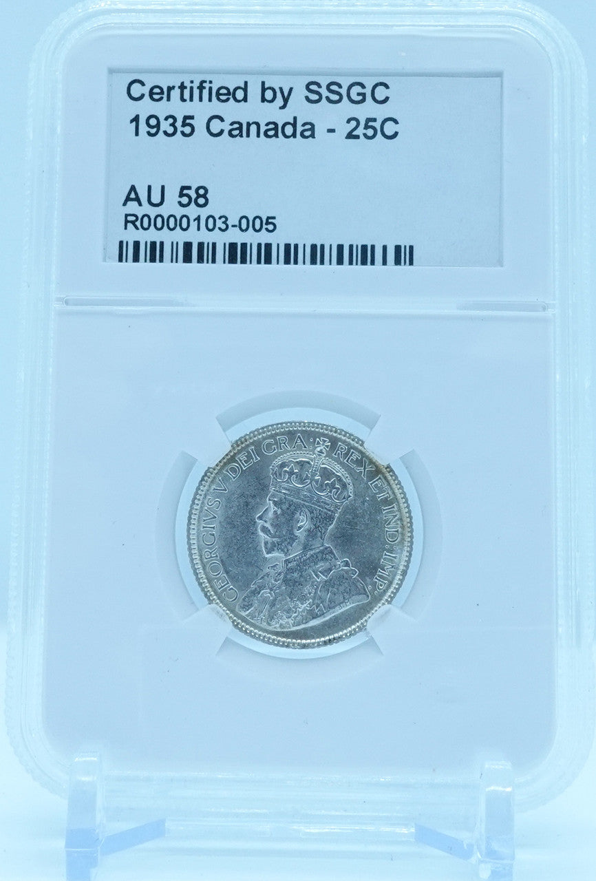 1935 25 CENT CANADA – AU 58 - GRADED